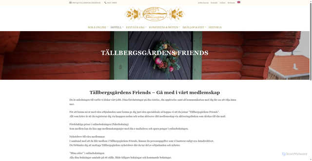 Security scan screenshot of https://tallbergsgarden.se/tallbergsgardens-friends/