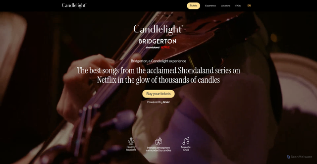 Security scan screenshot of https://candlelightexperience.com/bridgerton-concerts/