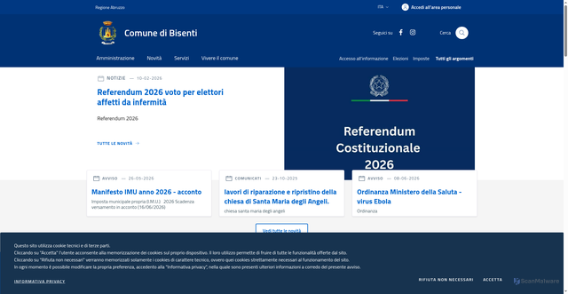 Security scan screenshot of https://www.comune.bisenti.te.it