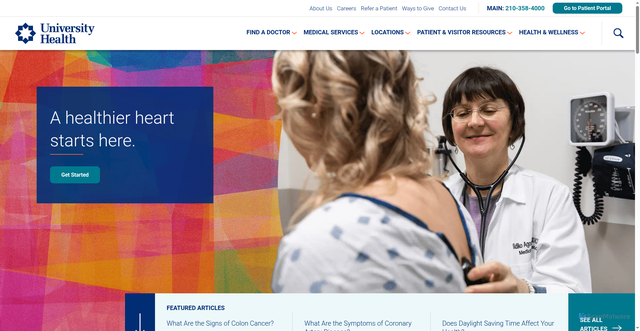 Security scan screenshot of https://universityhealth.com