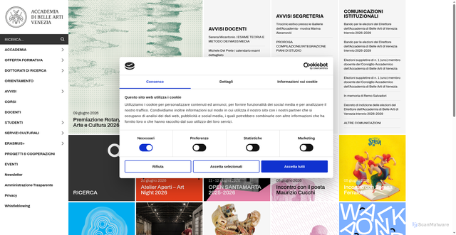 Security scan screenshot of https://www.accademiavenezia.it