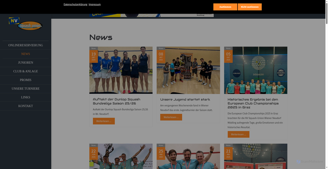 Security scan screenshot of https://squash-union.at/News.html