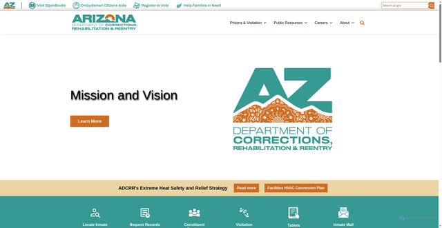 Security scan screenshot of https://corrections.az.gov/