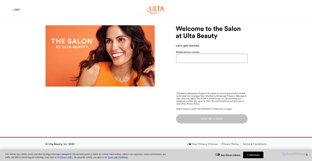 Security scan screenshot of https://beautyservices.ulta.com