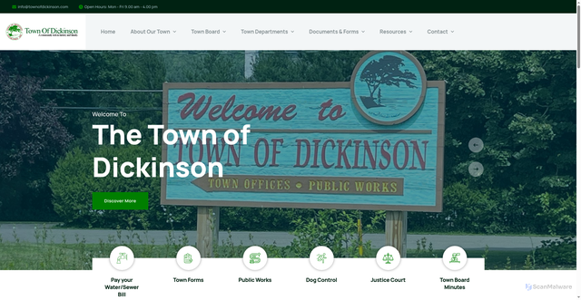 Security scan screenshot of https://townofdickinsonnybc.gov/