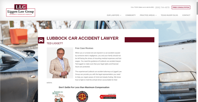 Security scan screenshot of https://liggettlawgroup.com/auto-accidents/