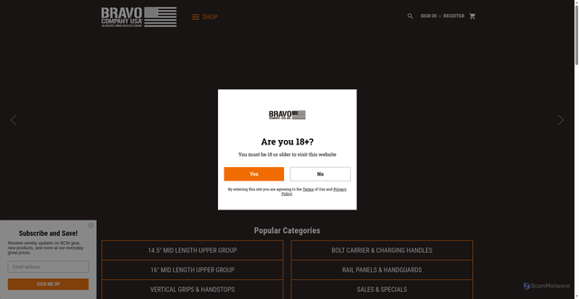 Security scan screenshot of https://bravocompanyusa.com/