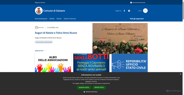 Security scan screenshot of https://www.comune.salzano.ve.it/it