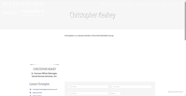 Security scan screenshot of https://www.nickroshdiehgroup.com/team/christopher-keahey/