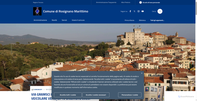 Security scan screenshot of https://www.comune.rosignano.livorno.it/