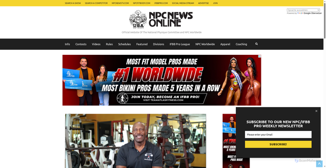 Security scan screenshot of https://npcnewsonline.com/8-time-mr-olympia-lee-haney-the-first-ever-npc-national-champion/315408/