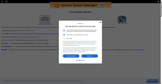 Security scan screenshot of https://www.sunrisesunset.com/