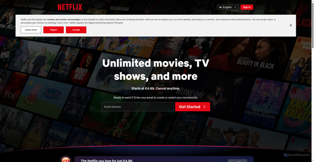 Security scan screenshot of https://netflix.com/