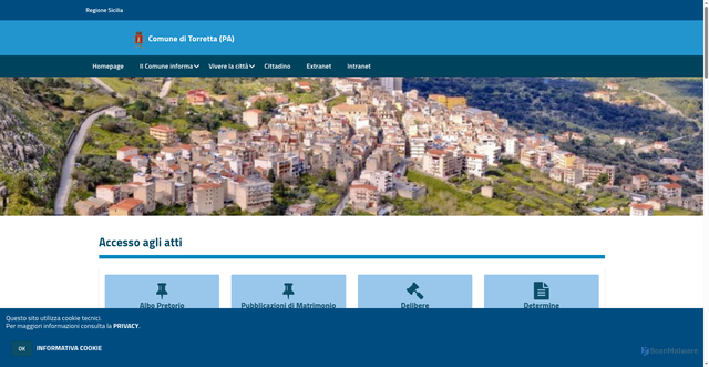 Security scan screenshot of https://www.comune.torretta.pa.it