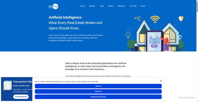 Security scan screenshot of https://www.dotloop.com/blog/artificial-intelligence-in-real-estate/