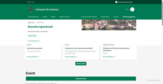 Security scan screenshot of https://comune.lumarzo.genova.it/