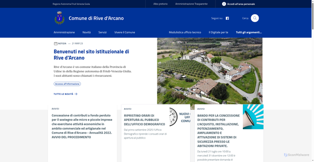 Security scan screenshot of https://www.comune.rivedarcano.ud.it/