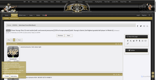 Security scan screenshot of https://saintsreport.com/threads/chase-young-one-1-solo-tackle-edit-and-several-pressures-55-of-snaps-played-edit-young-is-saints-2nd-highest-graded-def-player-in-week-6.525611/page-2