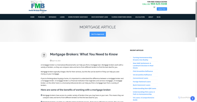 Security scan screenshot of https://myjaxmortgage.com/blog/mortgage-brokers-what-you-need-to-know.php