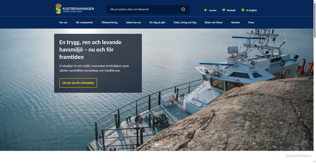 Security scan screenshot of https://www.kustbevakningen.se