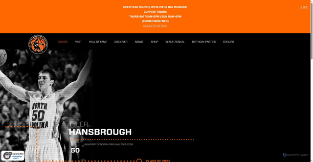 Security scan screenshot of https://collegebasketballexperience.com/members/tyler-hansbrough/