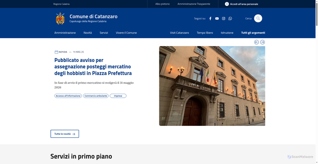 Security scan screenshot of https://www.comune.catanzaro.it