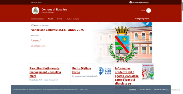 Security scan screenshot of https://www.comune.rosolina.ro.it/home