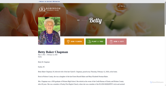 Security scan screenshot of https://obits.robinsonfuneralhomes.com/betty-chapman