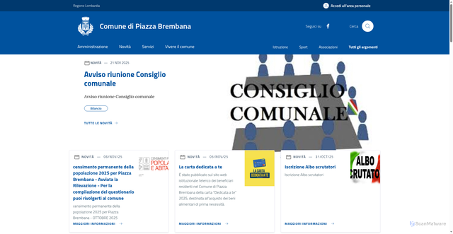 Security scan screenshot of https://www.comune.piazzabrembana.bg.it/home/index.html