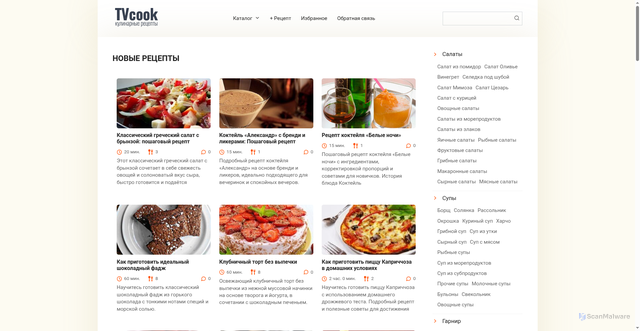 Security scan screenshot of https://www.tvcook.ru