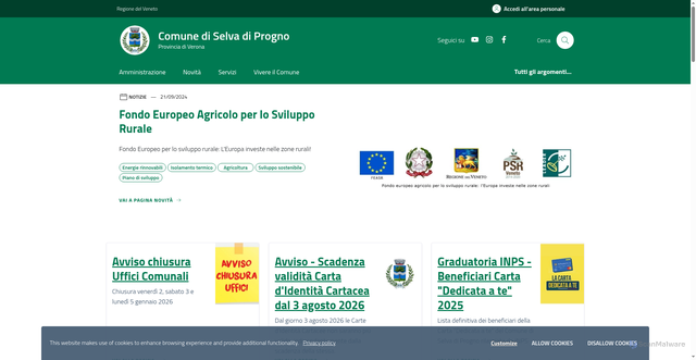 Security scan screenshot of https://www.comune.selvadiprogno.vr.it/home