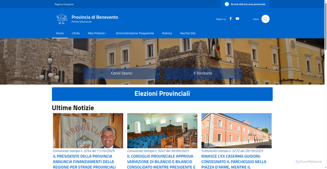 Security scan screenshot of https://www.provincia.benevento.it/