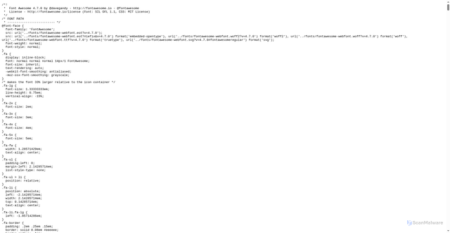 Security scan screenshot of https://cdnjs.cloudflare.com/ajax/libs/font-awesome/4.7.0/css/font-awesome.css