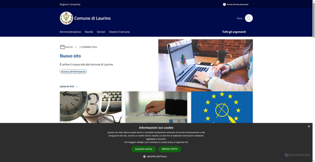 Security scan screenshot of https://comune.laurino.sa.it/it