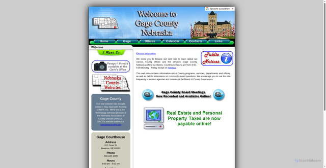 Security scan screenshot of https://gagecountyne.gov/