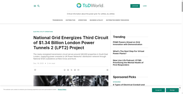 Security scan screenshot of https://www.tdworld.com/electric-utility-operations/news/55339643/national-grid-energizes-third-circuit-of-134-billion-london-power-tunnels-2-lpt2-project