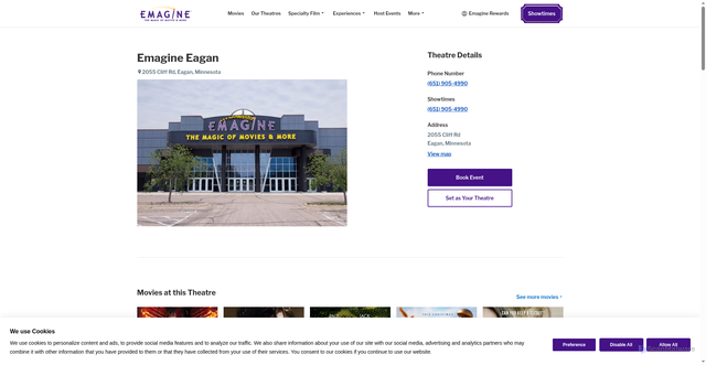 Security scan screenshot of https://www.emagine-entertainment.com/theatres/emagine-eagan/