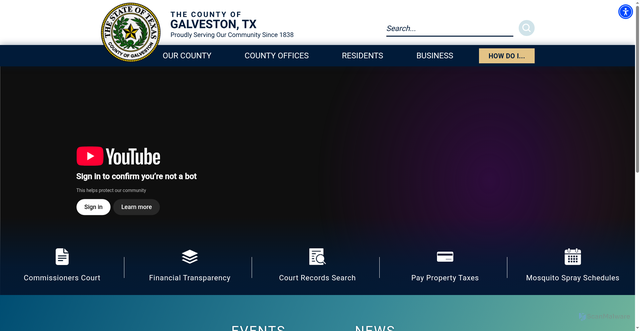 Security scan screenshot of https://www.galvestoncountytx.gov