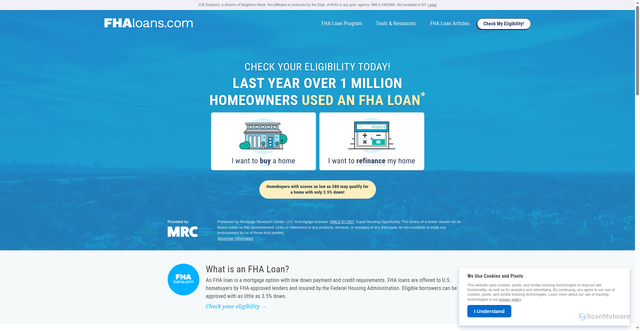 Security scan screenshot of https://fhaloans.com