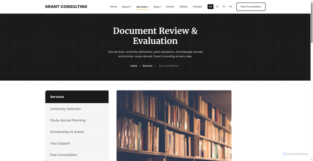 Security scan screenshot of https://grant-consulting.uz/en/service-audit-evaluation