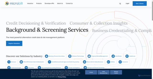 Security scan screenshot of https://microbilt.com