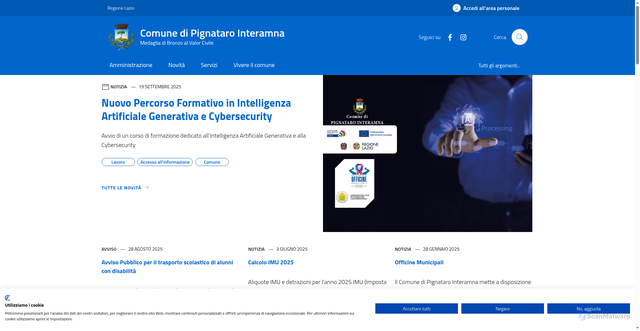 Security scan screenshot of https://comune.pignatarointeramna.fr.it/