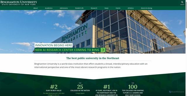 Security scan screenshot of https://www.binghamton.edu