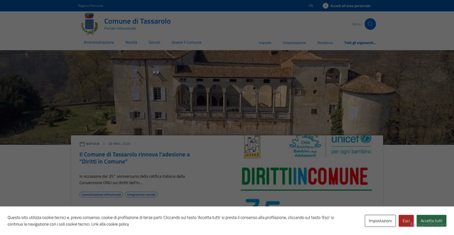 Security scan screenshot of https://www.comune.tassarolo.al.it