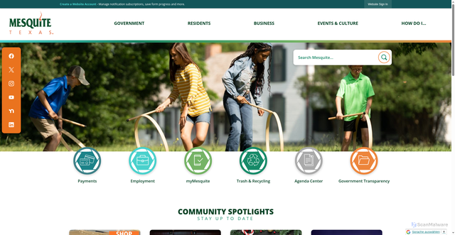 Security scan screenshot of https://www.cityofmesquite.com/
