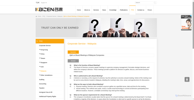 Security scan screenshot of https://kaizencpa.com/mobile/faq/info/id/1624.html