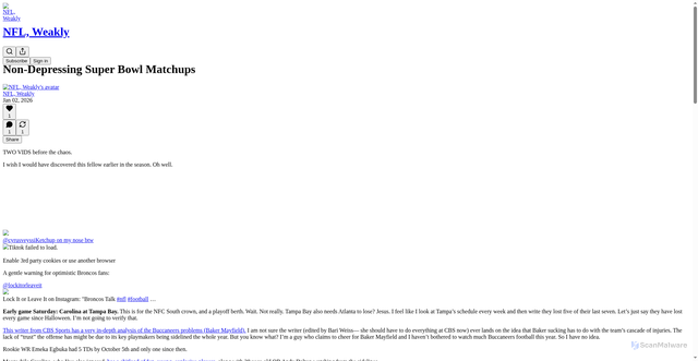 Security scan screenshot of https://nflweakly.substack.com/p/non-depressing-super-bowl-matchups