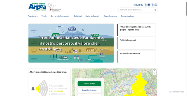 Security scan screenshot of https://www.arpa.piemonte.it