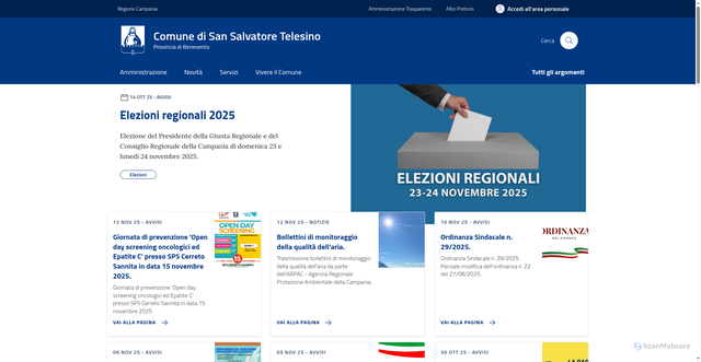 Security scan screenshot of https://comune.sansalvatoretelesino.bn.it/