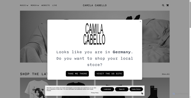 Security scan screenshot of https://store.camilacabello.com/